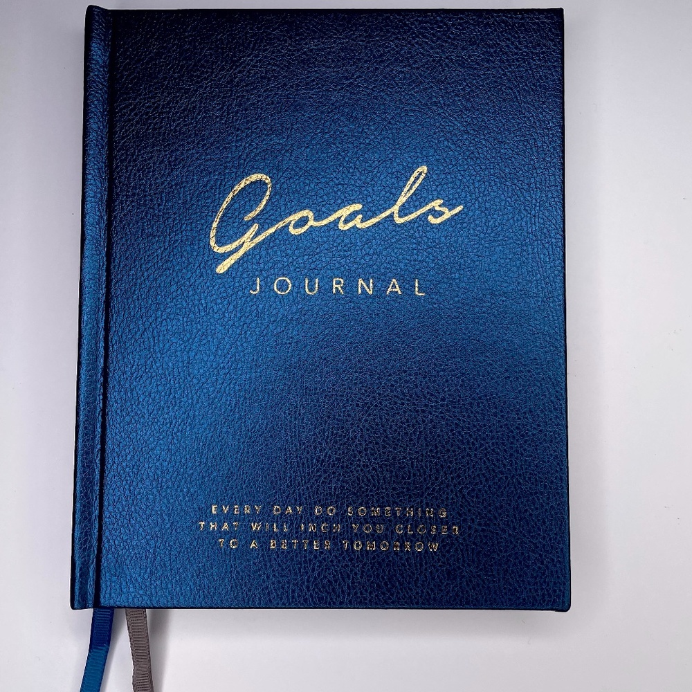 Goals Journal, 160 Pages, Quality Hardcover, Blue and Gold Cover